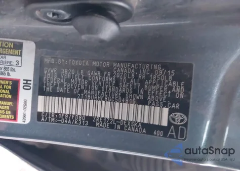 2016 Toyota Corolla S Plus from USA, damaged, VIN 2T1BURHE8GC504815